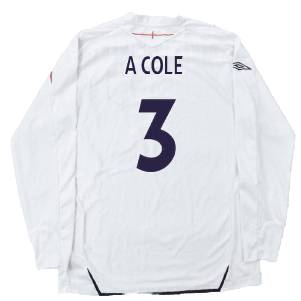 England 2007-09 Long Sleeve Home Shirt (XXL) (Very Good) (A COLE 3)_1