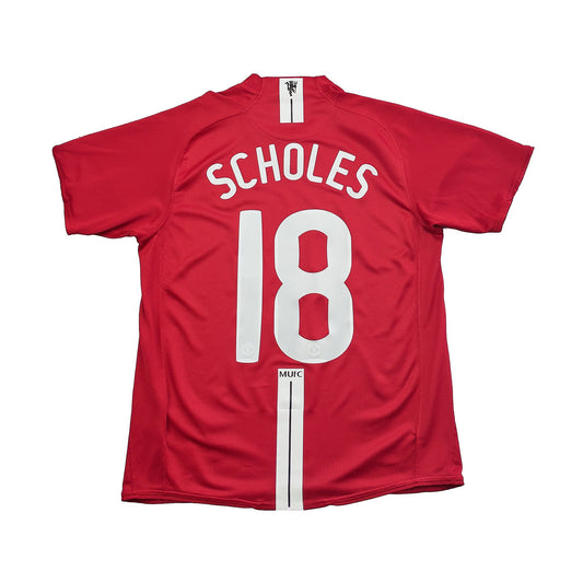 2007/08 Manchester United Scholes #18 Home Shirt (M) Nike