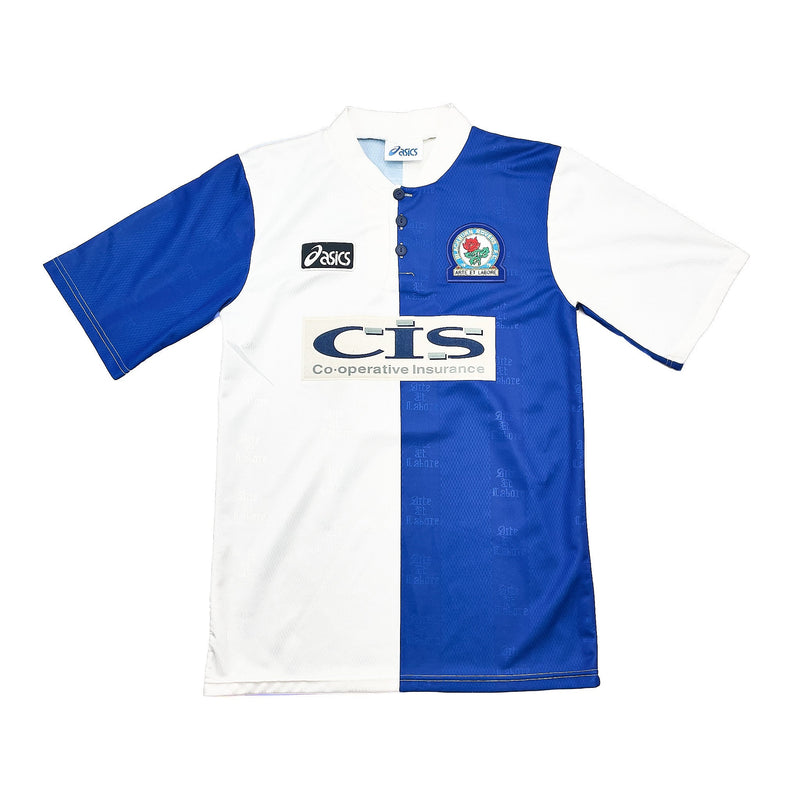 1996/98 BLACKBURN ROVERS SHERWOOD #4 HOME SHIRT (S) ASICS