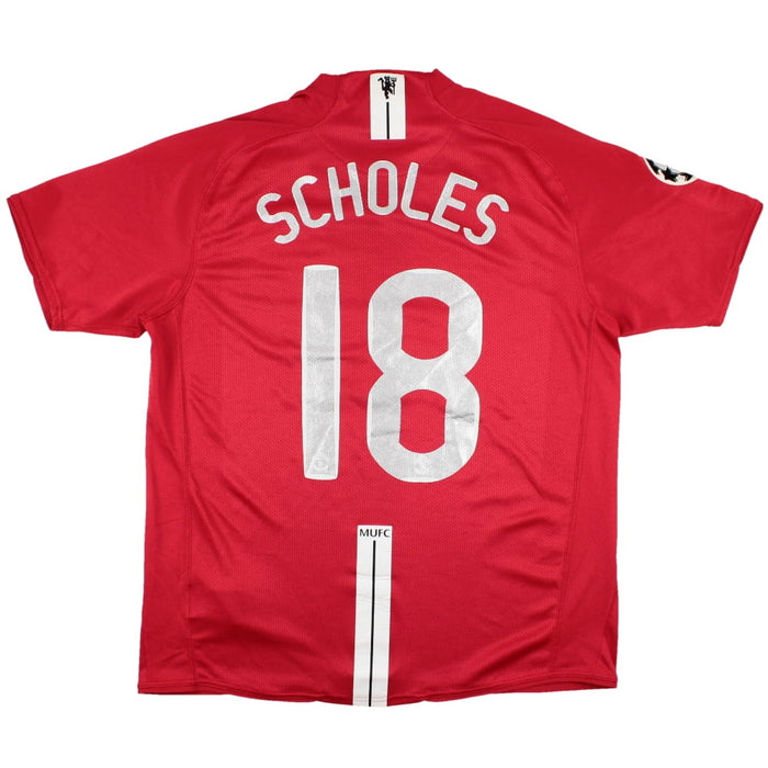 Manchester United 2007-09 Home Shirt (Scholes #18) (L) (Very Good)