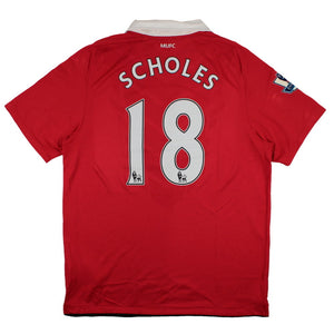 Manchester United 2010-11 Home Shirt (L) Scholes #18 (Excellent)_0