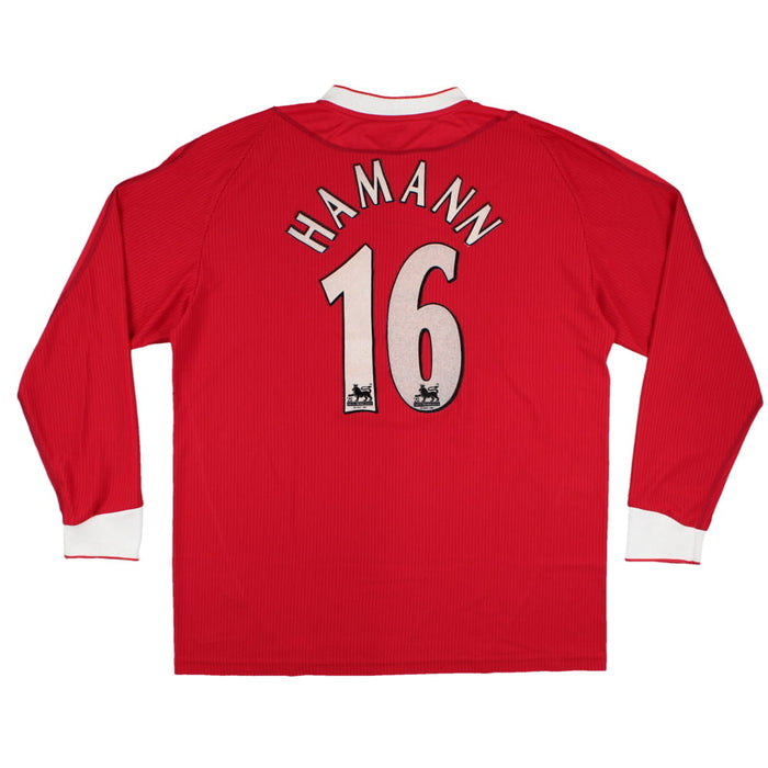 Liverpool 2002-04 Long Sleeve Home Shirt (L) Hamann #16 (Very Good)