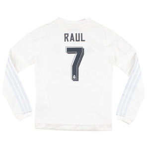 Real Madrid 2015-16 Long Sleeve Home Shirt (9-10y) Raul #7 (Excellent)_0