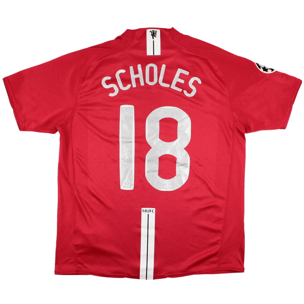 Manchester United 2007-09 Home Shirt (XXL) Scholes #18 (Very Good)_0