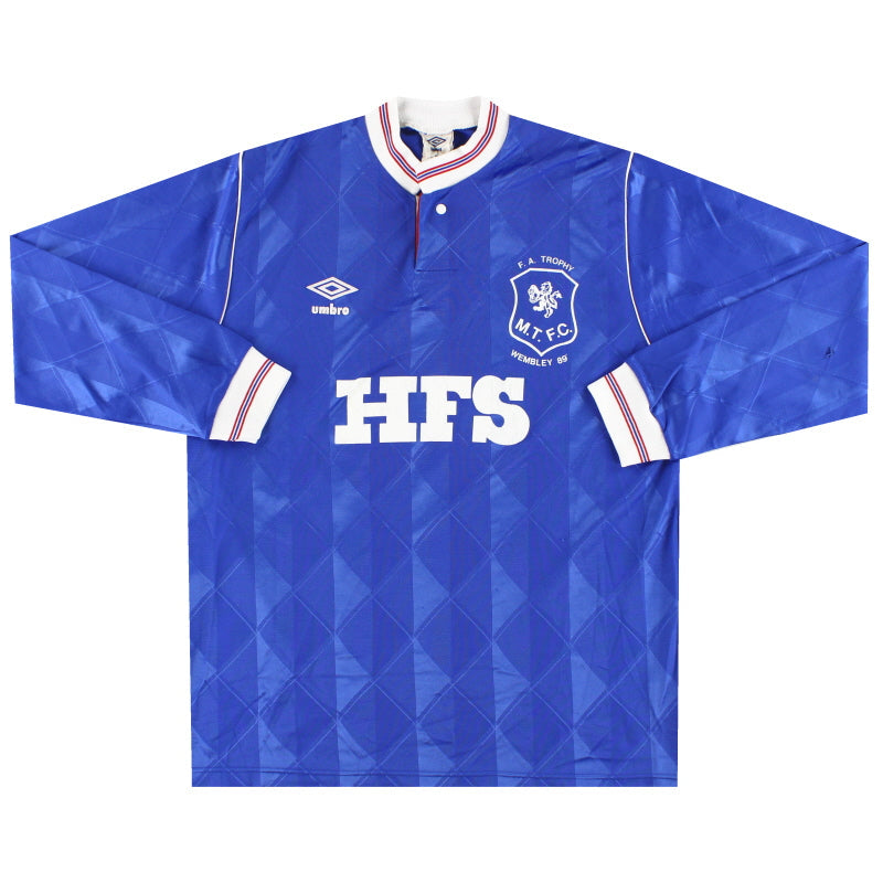 1987-89 Macclesfield Umbro 'Wembley 89' Match Worn Heimtrikot #4 L