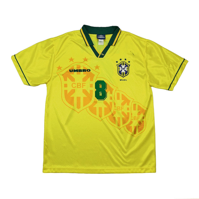 1994 BRAZIL DUNGA #8 HOME SHIRT (XL) UMBRO