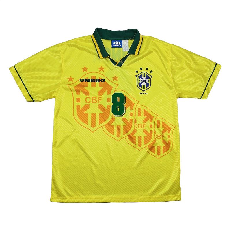 1994 BRAZIL DUNGA #8 HOME SHIRT (XL) UMBRO