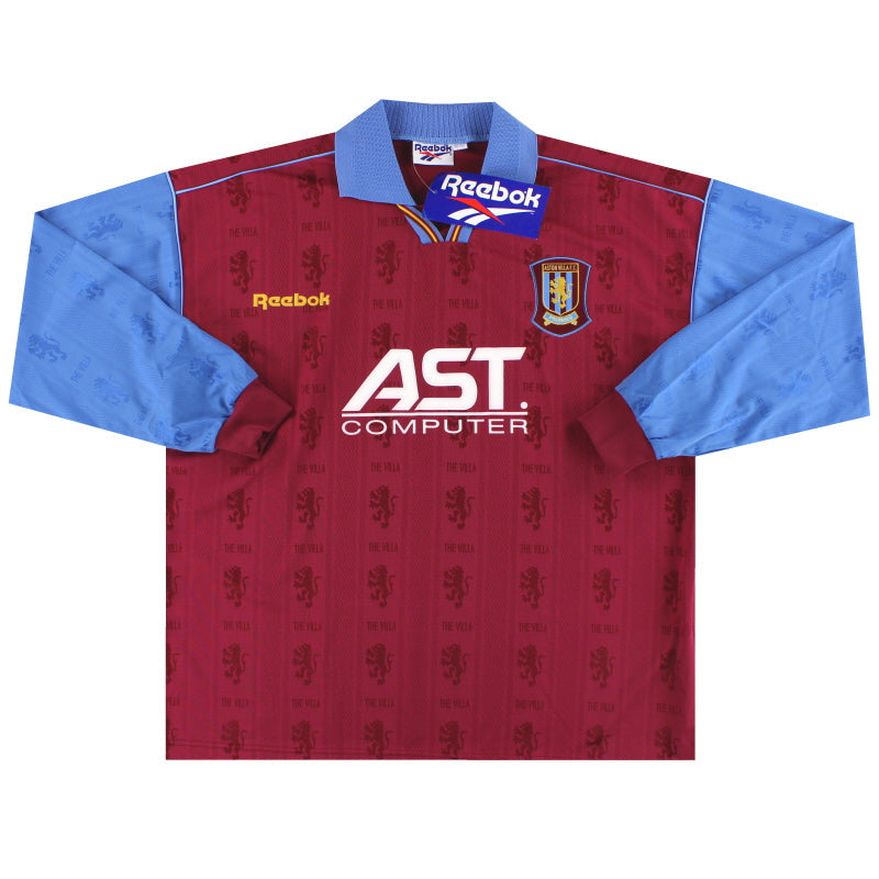 1995-97 Aston Villa Reebok Spielerversion Heimtrikot L/S *mit Etiketten* XXL