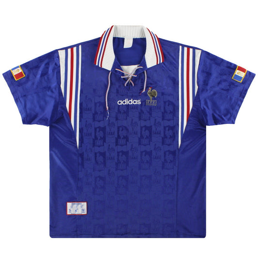 1996-98 France adidas Home Shirt #9 L/XL