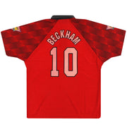 1996-98 Manchester United Umbro 'Double Winners' Heimtrikot Beckham #10 L
