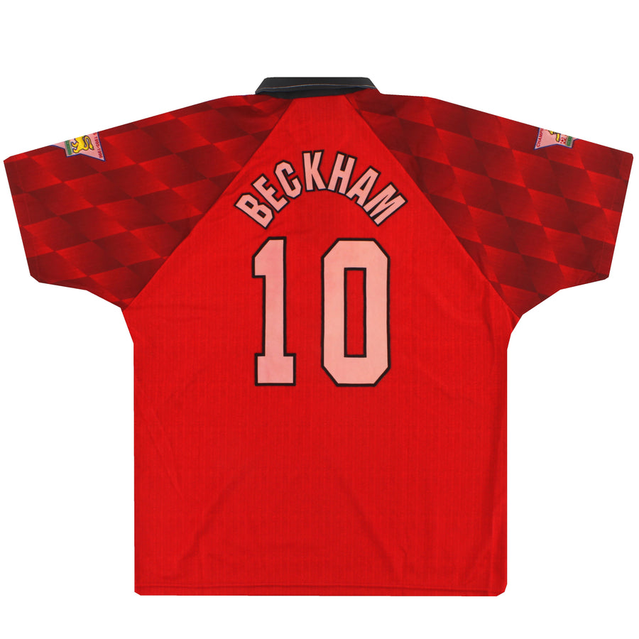 1996-98 Manchester United Umbro 'Double Winners' Heimtrikot Beckham #10 L