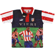 1997-98 Atletico Madrid Puma Grafik-T-Shirt Vieri #9 *m/Etiketten* S