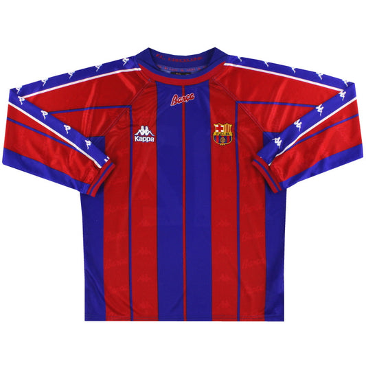 1997-98 Barcelona Kappa Match Issue Home Shirt L/S #12