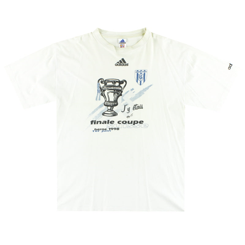 1997-98 Lausanne Sport adidas 'Finale Coupe Suisse' Grafik-T-Shirt L