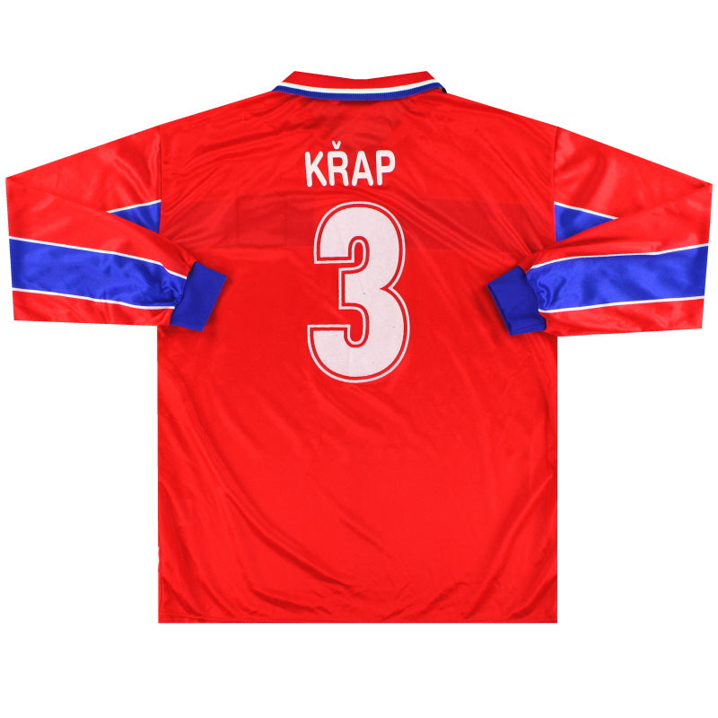1998-00 Tschechische Republik Puma Match Issued Heimtrikot Křap #3 Langarm XL
