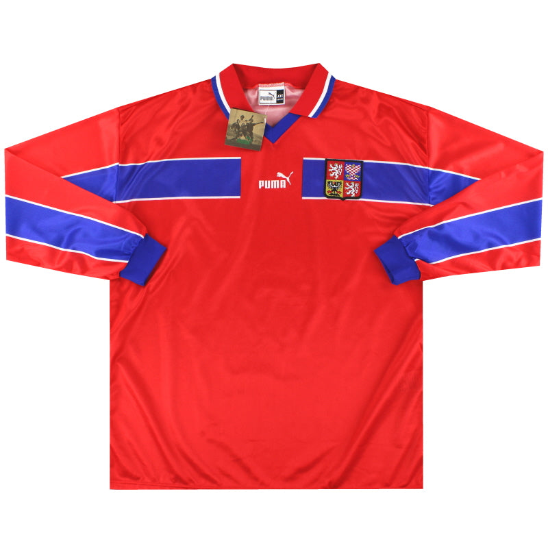 1998-00 Tschechische Republik Puma Spielerversion Heimtrikot Langarm *m. Etiketten* XXL