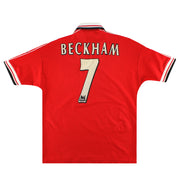 1998-00 Manchester United Umbro Heimtrikot Beckham #7 L