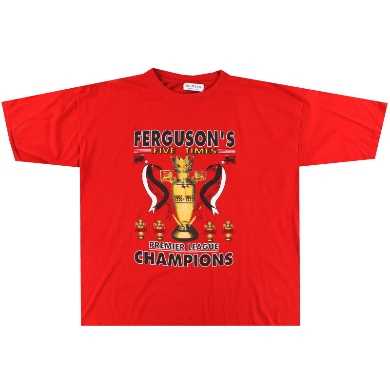 1998-99 Manchester United „Five Times“ Grafik T-Shirt XL