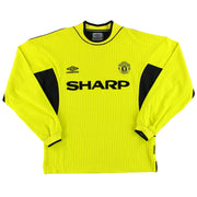 1999-00 Manchester United Umbro Torwarttrikot *Neu mit Etikett* J