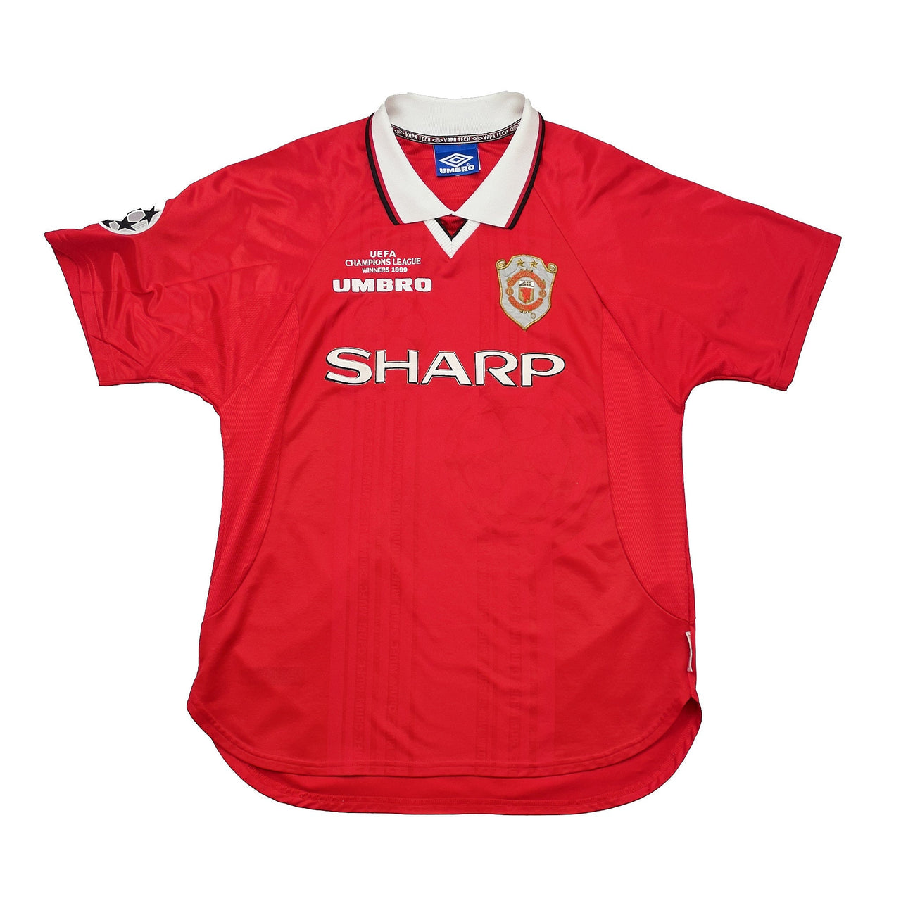 1999/00 MANCHESTER UNITED BECKHAM #7 'C/L WINNERS' HOME SHIRT (L) UMBRO