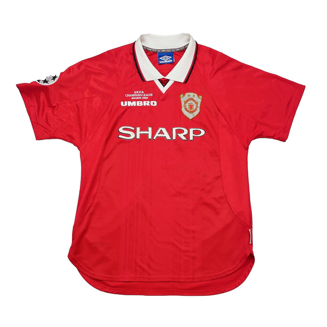 1999/00 MANCHESTER UNITED BECKHAM #7 'C/L WINNERS' HOME SHIRT (L) UMBRO