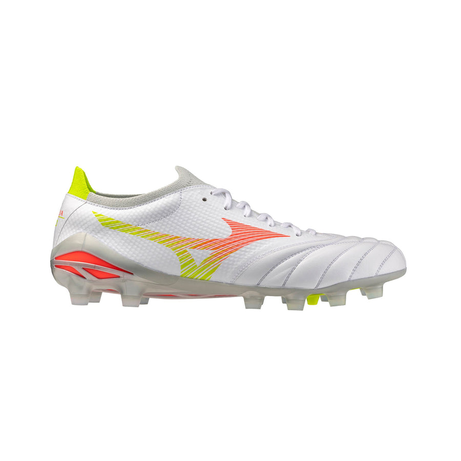 Mizuno Morelia Neo V Beta Pro FG/AG Fußballschuhe - Weiß/Lava Orange/Evening Primrose