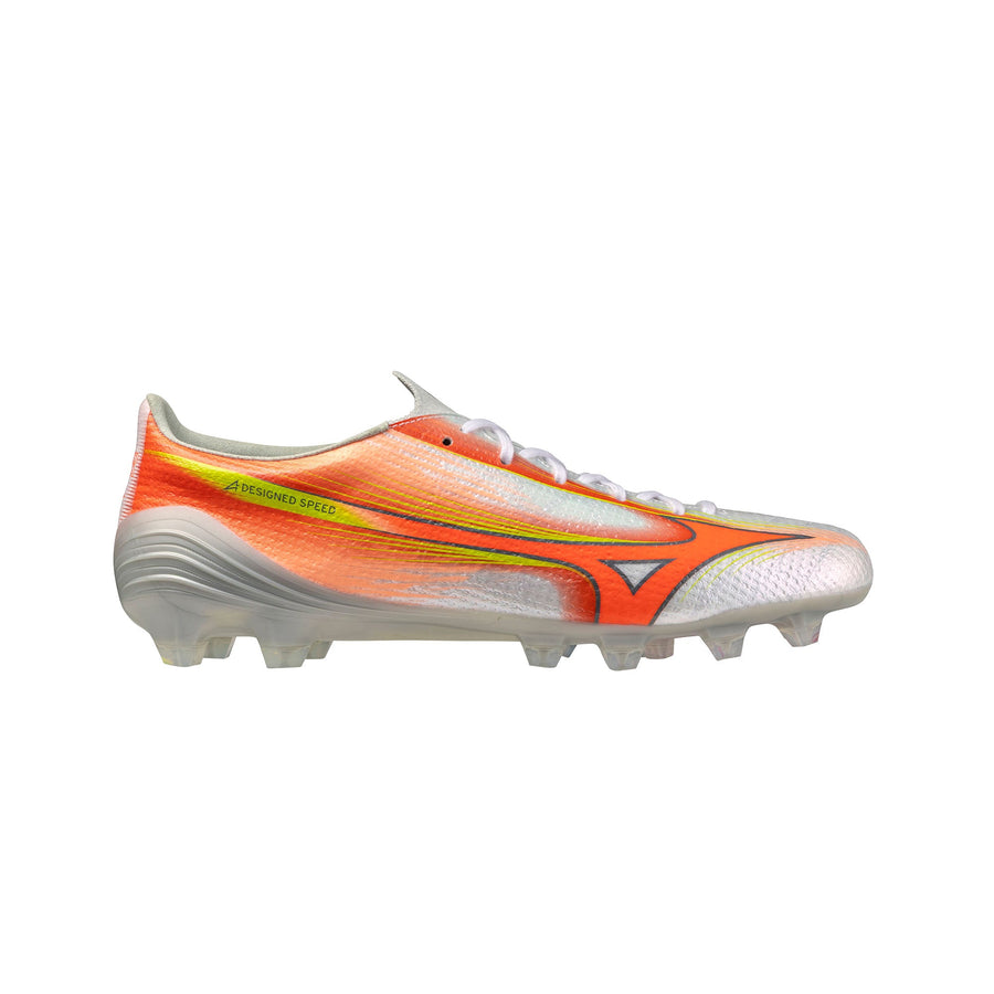 Mizuno Alpha III Elite FG/AG Fußballschuhe - Weiß/Lava-Orange/Nachtkerze