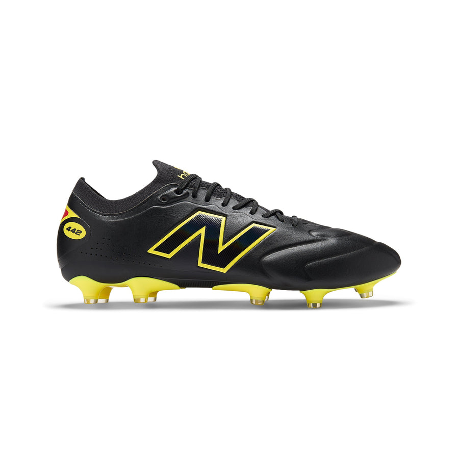 New Balance 442 V3 Elite Knit FG Fußballschuhe – Schwarz/Punch Yellow/Fire Cracker