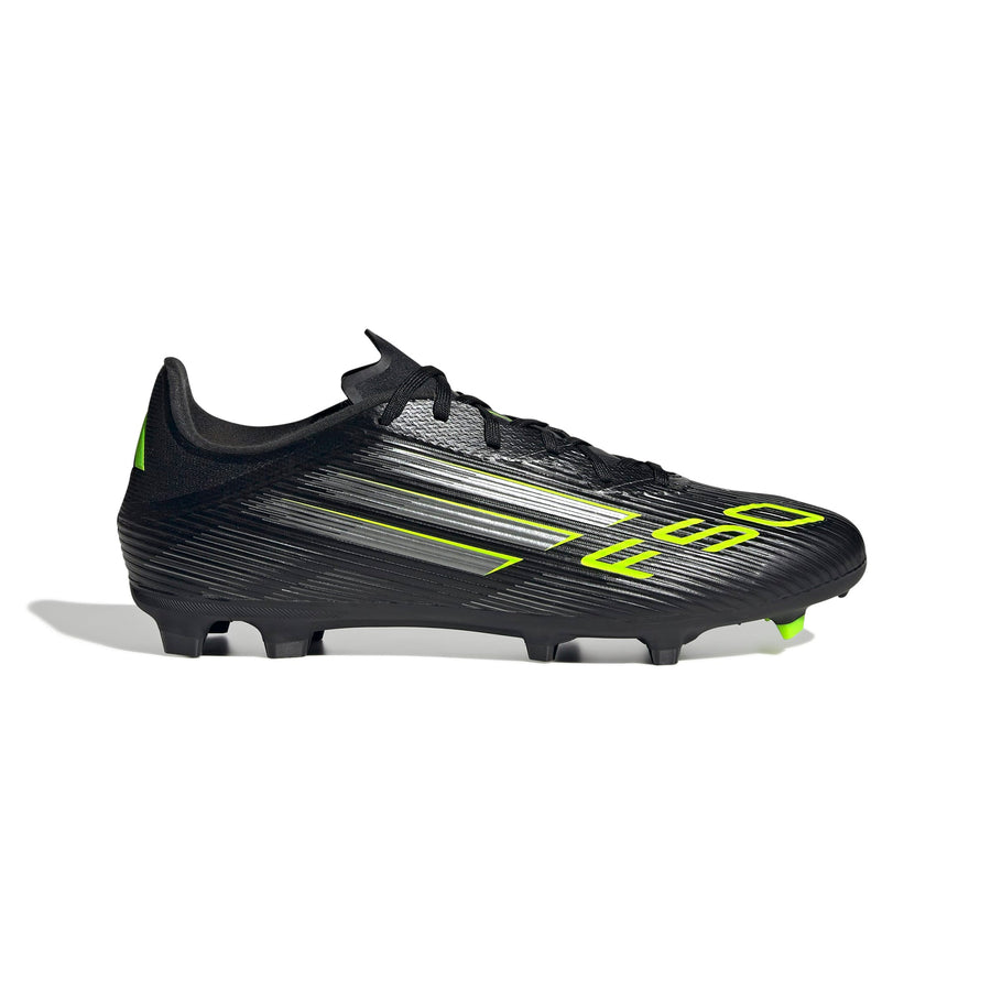 adidas F50 League FG/MG Fußballschuhe – Core Black/Iron Met./Lucid Lemon