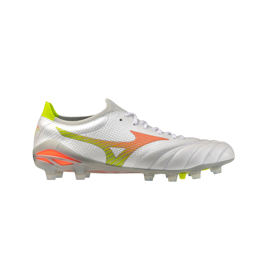 Mizuno Morelia Neo V Beta Elite FG/AG Fußballschuhe - Weiß/Lava-Orange/Nachtkerze