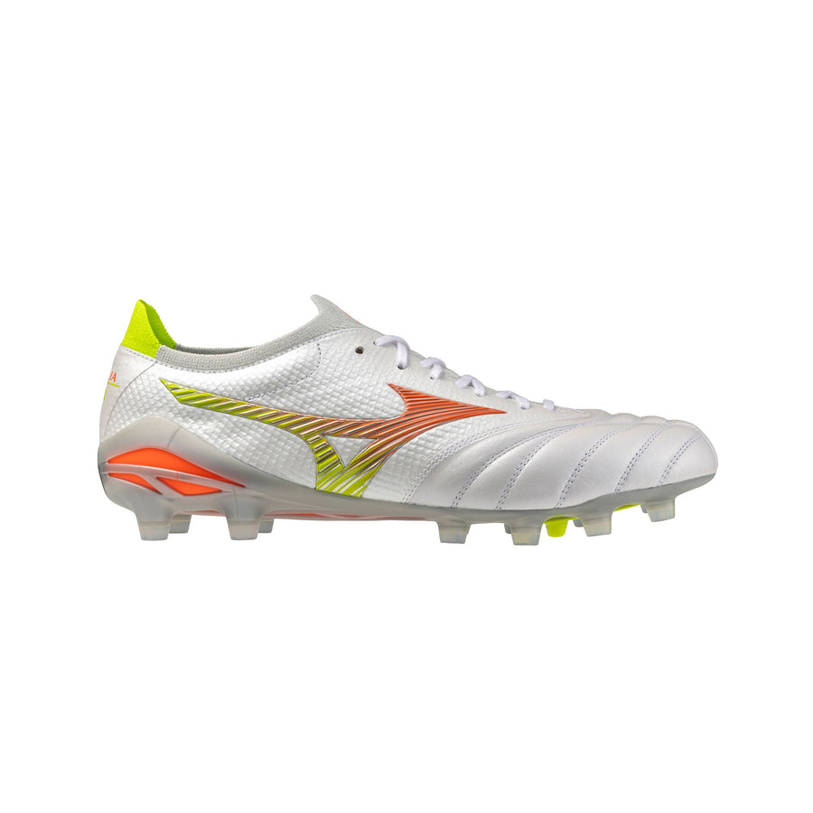 Mizuno Morelia Neo V Beta FG/AG (Made In Japan) Fußballschuhe - Weiß/Lava Orange/Nachtkerze