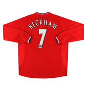 2000-02 Manchester United Umbro Heimtrikot L/S Beckham #7 XXL