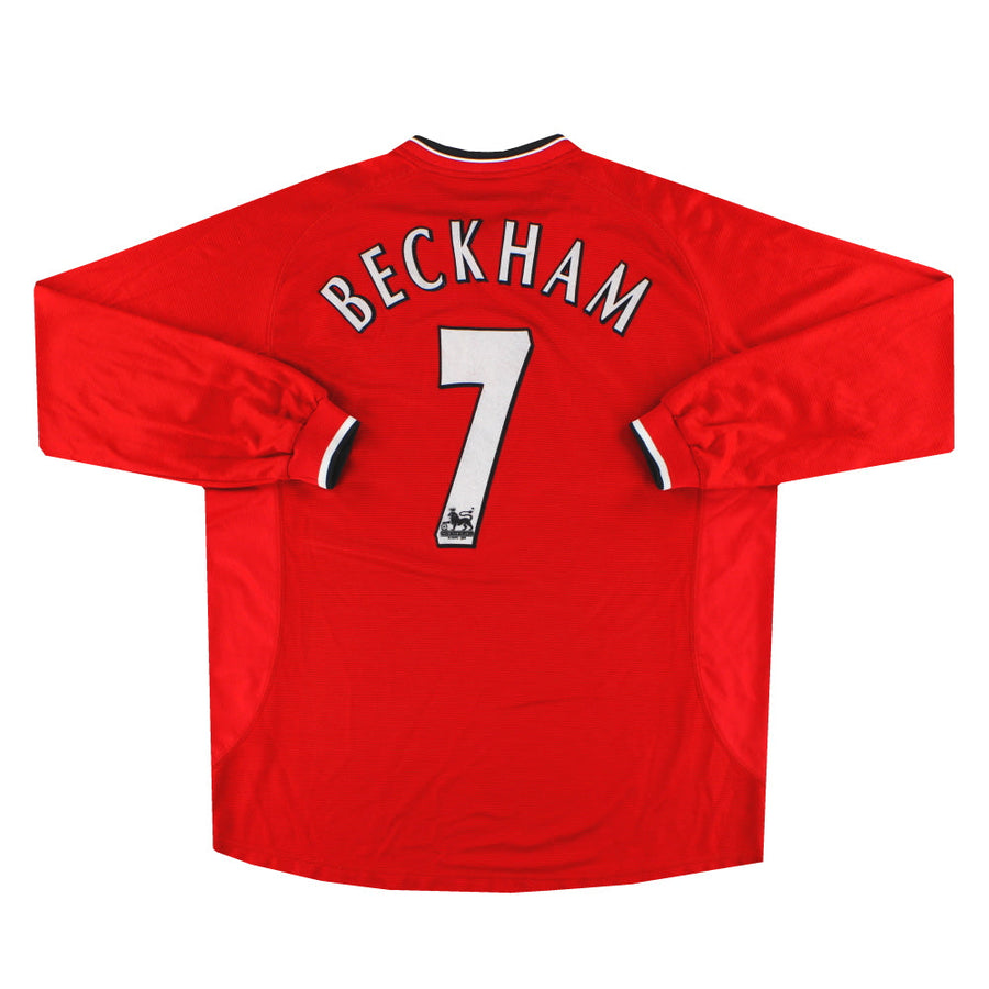 2000-02 Manchester United Umbro Heimtrikot L/S Beckham #7 XXL