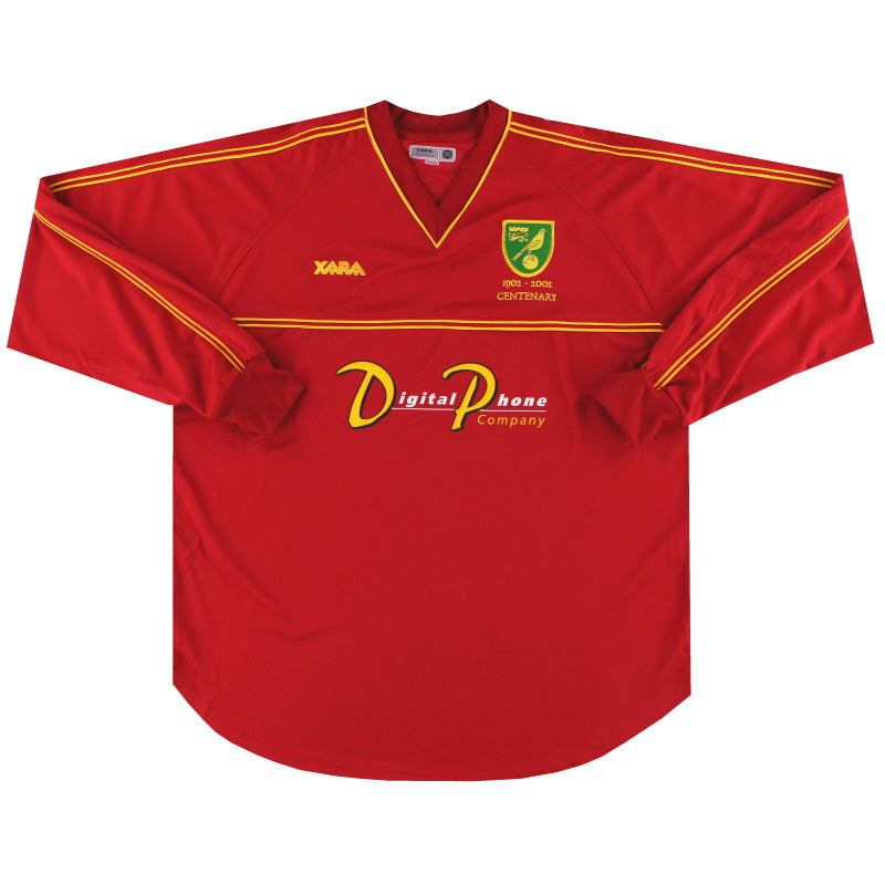 2001-02 Norwich City Auswärtstrikot hundertjähriges Jubiläum Langarm *Neuwertig* XL