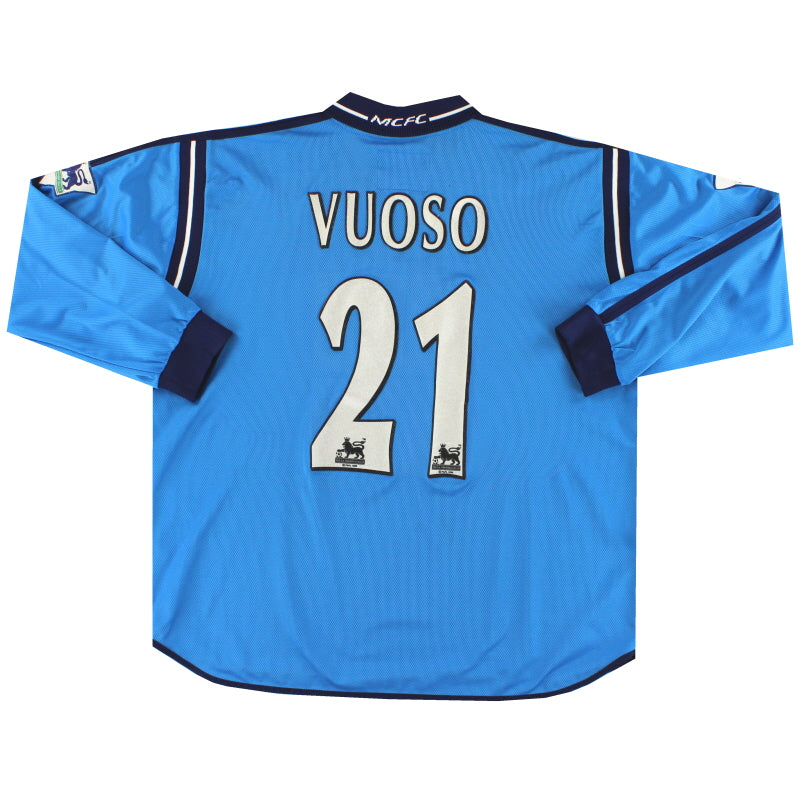2002-03 Manchester City Le Coq Sportif Player Issue Heimtrikot Vuoso #21 Langarm XL