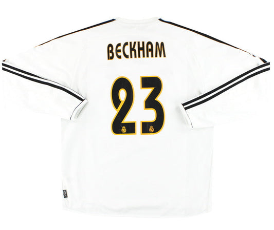 2003-04 Real Madrid adidas CL Home Shirt Beckham #23 L/S XXL