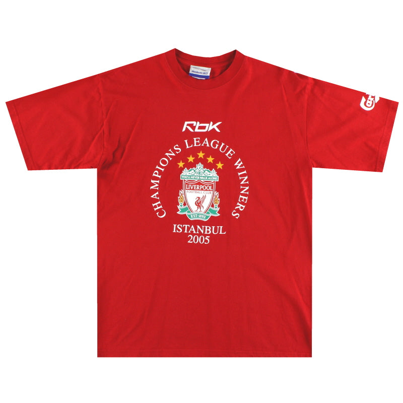 2005-06 Liverpool Reebok 'Champions League Sieger' Grafik-T-Shirt L