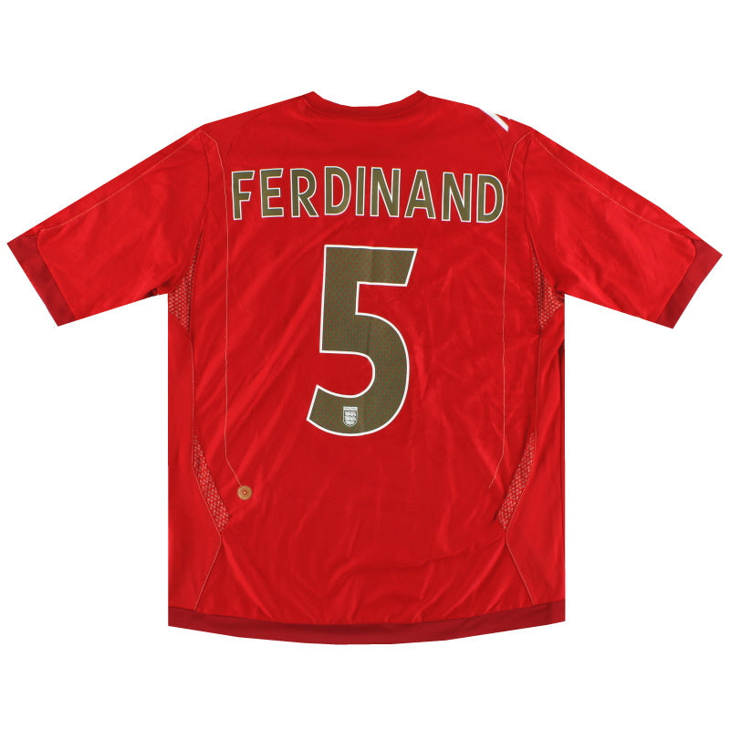 2006-08 England Umbro Auswärtstrikot Ferdinand #5 L