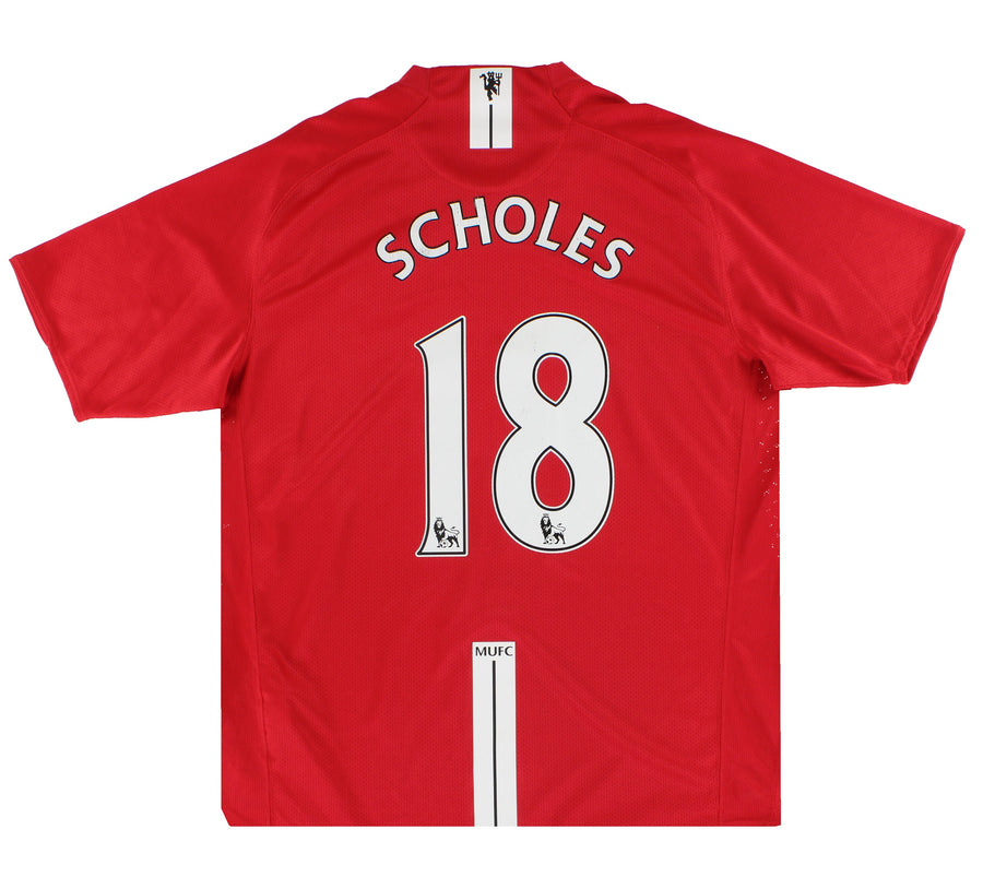 2007-08 Manchester United Nike Home Shirt Scholes #18 L