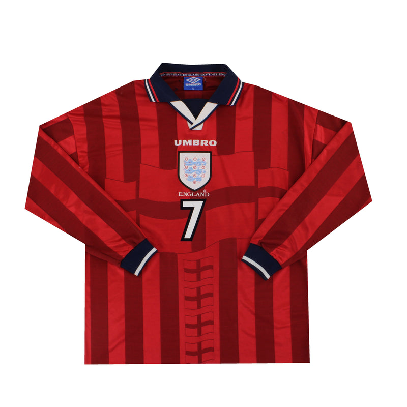 1997-99 England Umbro Away Shirt Beckham #7 L/S XL