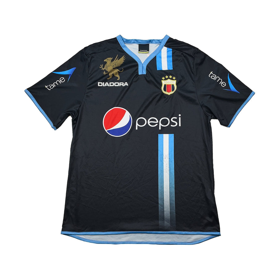 2008 Deportivo Quito *handsigniertes* Auswärtstrikot (XL) Diadora