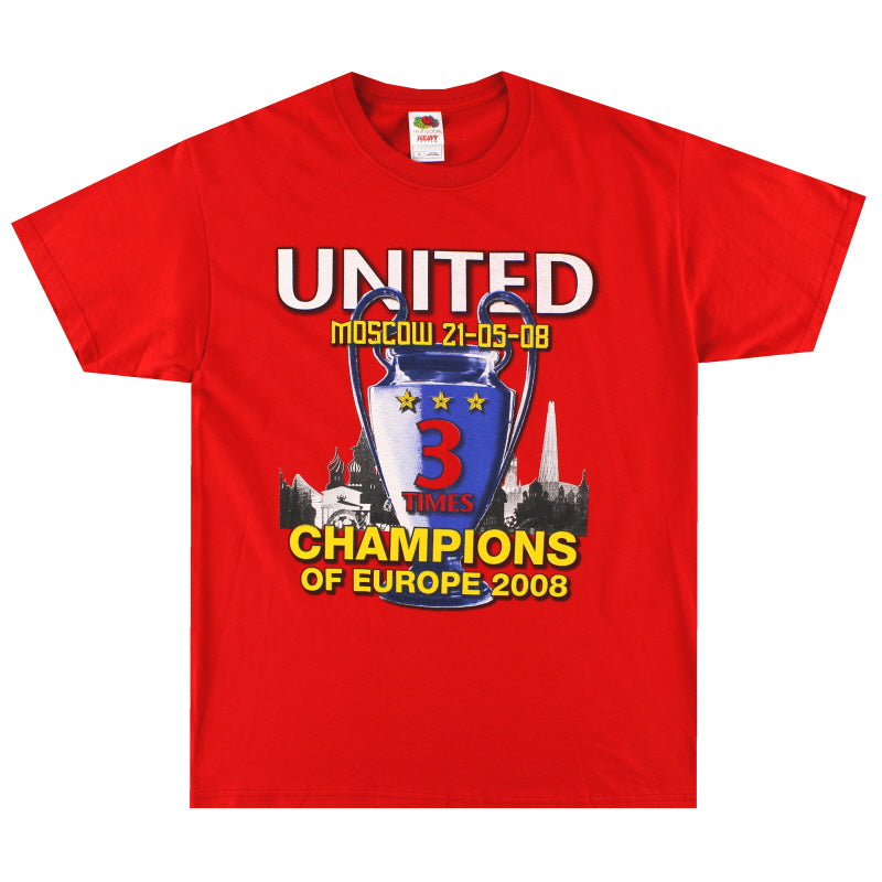 2008 Manchester United „CL 3 Times“ Grafik-T-Shirt *Neuwertig* L