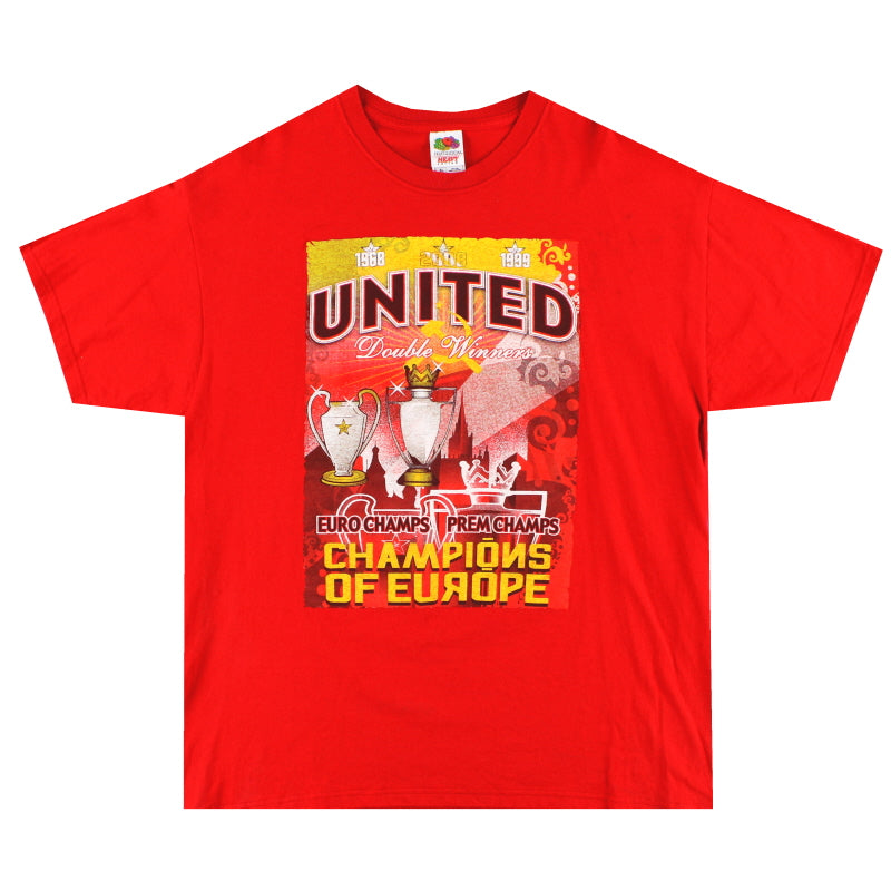 2008 Manchester United „Double Winners“ Grafik T-Shirt XL