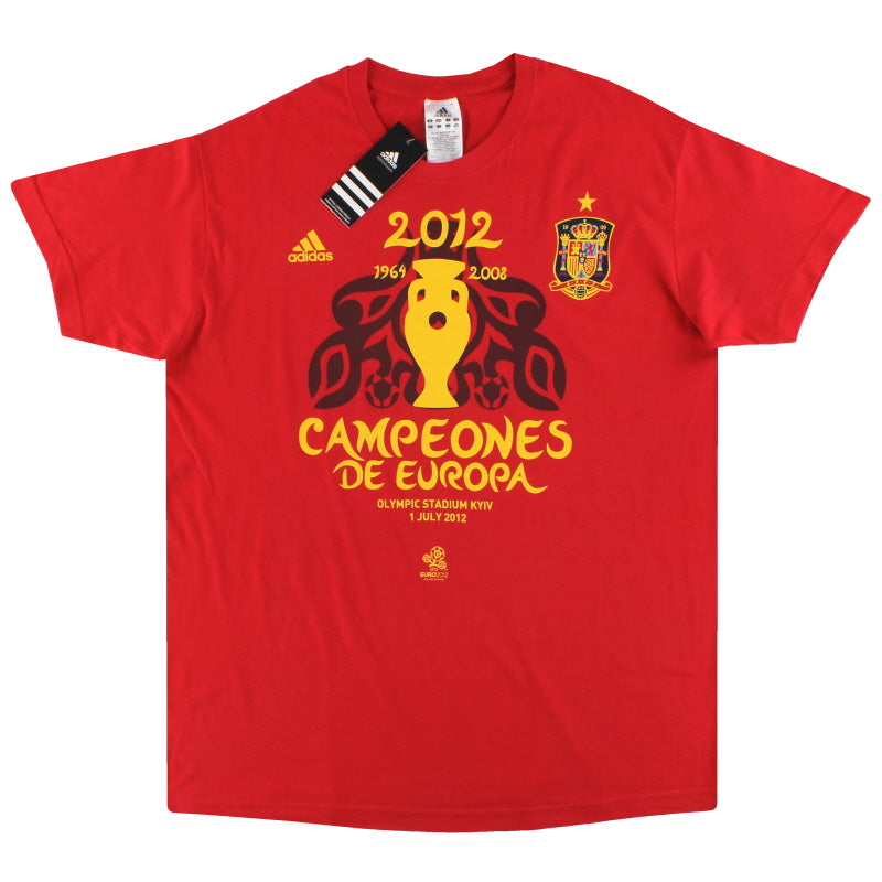 2012 Spanien adidas 'Campeones De Europa' T-Shirt *NEU M. ETIKETT* S