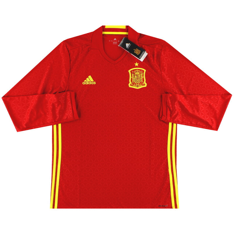 2016-17 Spanien adidas Heimtrikot Langarm *mit Etiketten*
