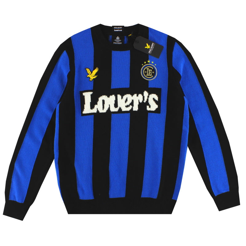 2020 Lyle and Scott x Lovers FC Inter Mailand Vertikal Gestreifter Blauer Pullover *NEU & OVP* S