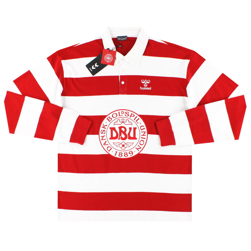 2024-25 Dänemark Hummel Rugby gestreiftes Fan-Polo *OVP* L