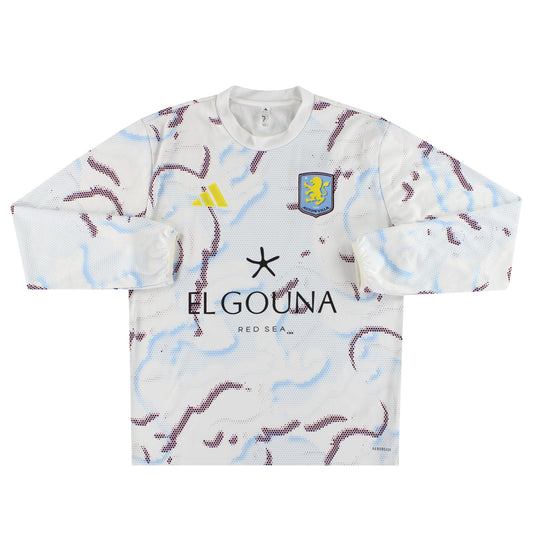 2025-26 Aston Villa adidas Player Issue Pre-Match Warm Top M