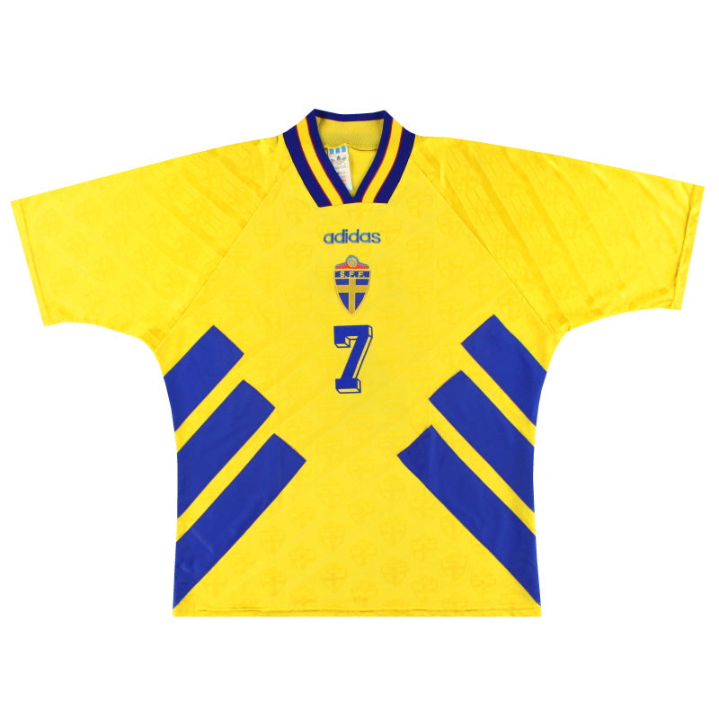 1994-96 Schweden adidas Heimtrikot Larsson #7 L