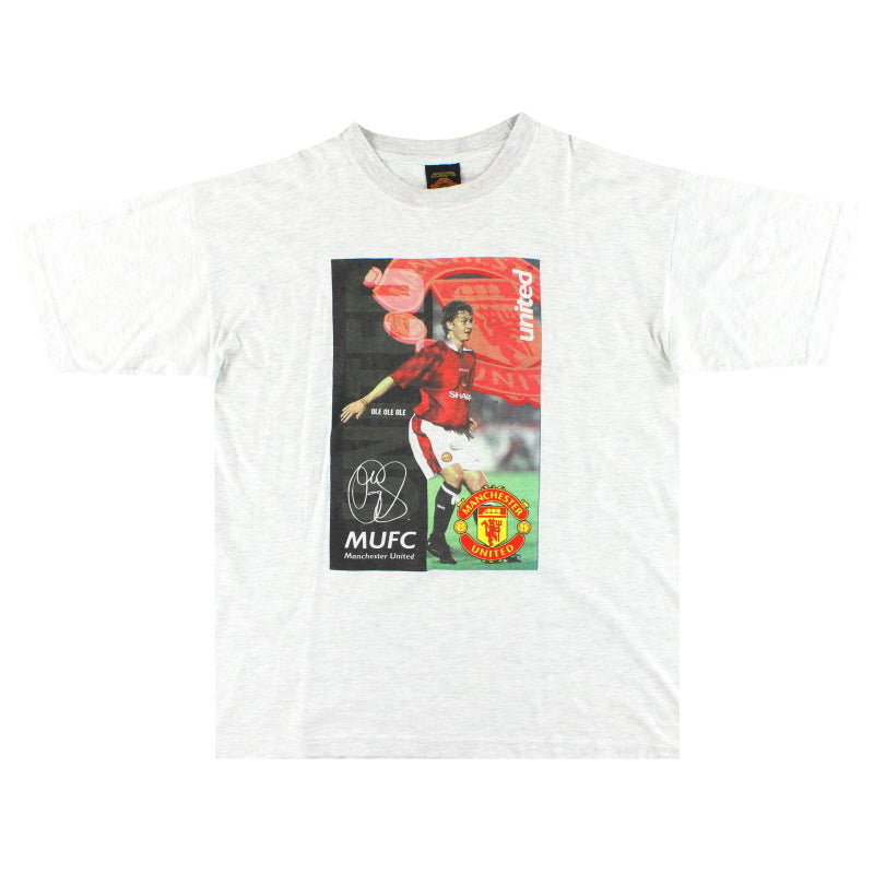 1996-99 Manchester United 'Solskjaer' Grafik-T-Shirt XL